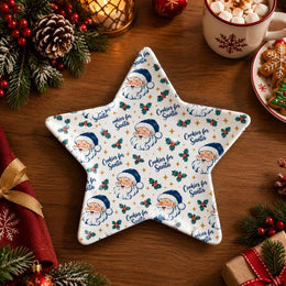 Christmas Decorative Charger Plate – Cream Santa Repeat Grid - MintiHome