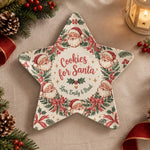 Christmas Decorative Charger Plate – Cream Pink Ribbon Santa - MintiHome