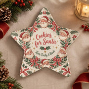 Christmas Decorative Charger Plate – Cream Pink Ribbon Santa - MintiHome