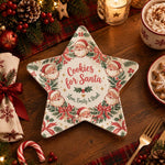 Christmas Decorative Charger Plate – Cream Pink Ribbon Santa - MintiHome