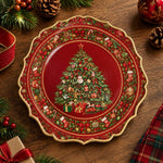 Christmas Decorative Charger Plate – Gold Beaded Wreath Tree - MintiHome
