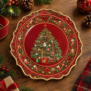Christmas Decorative Charger Plate – Gold Beaded Wreath Tree - MintiHome