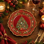 Christmas Decorative Charger Plate – Gold Beaded Wreath Tree - MintiHome