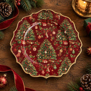 Christmas Decorative Charger Plate – Christmas Tree Allover Repeat - MintiHome