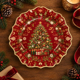 Christmas Decorative Charger Plate – Red Bauble Radiant Tree - MintiHome