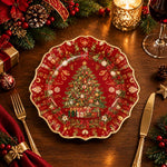 Christmas Decorative Charger Plate – Red Bauble Radiant Tree - MintiHome