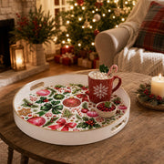 Christmas Mix Plastic Serving Tray – Gingerbread Cookie plastic serving tray shown in a round styled scene.