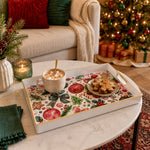 Christmas Mix Plastic Serving Tray – Gingerbread Cookie plastic serving tray shown in a rectangular styled scene.