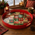 Christmas Quilt Plastic Serving Tray – Reindeer Tree Snowflake - MintiHome