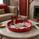 Christmas Red Marble Plastic Serving Tray – Gold Vein Holiday Decor - MintiHome