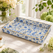 Cream Blue Paisley Plastic Serving Tray – Full Print Border full-print plastic serving tray shown in a product view.