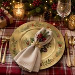 Red Poinsettia Christmas Charger Plate with Gold Botanical Rim - scene view 1