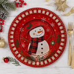 Candy Cane Snowman Christmas Charger Plate | Kids Holiday Decor - effect view 1