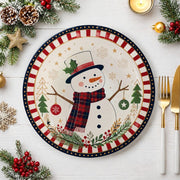 Candy Cane Snowman Christmas Charger Plate | Kids Holiday Decor - effect view 2