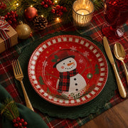 Candy Cane Snowman Christmas Charger Plate | Kids Holiday Decor - scene view 1