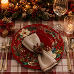 Watercolor Berry Christmas Charger Plate | Botanical Wreath - scene view 1