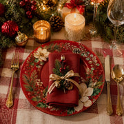Watercolor Berry Christmas Charger Plate | Botanical Wreath - scene view 2