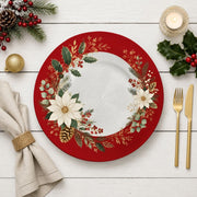 Red Gold Poinsettia Wreath Charger Plate | Luxe Christmas - effect view 2