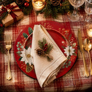 Red Gold Poinsettia Wreath Charger Plate | Luxe Christmas - scene view 1