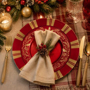 Green Stripe Merry Christmas Charger Plate | Farmhouse Holiday - scene view 1