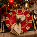 Green Stripe Merry Christmas Charger Plate | Farmhouse Holiday - scene view 2