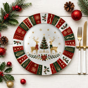 Golden Reindeer Winterland Charger Plate | Red Green Christmas - effect view 2