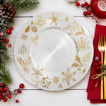 Red Gold Snowflake Botanical Charger Plate | Winter Splendor - effect view 2