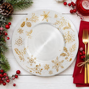 Red Gold Snowflake Botanical Charger Plate | Winter Splendor - effect view 2