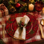 Green Noel Botanical Christmas Charger Plate | Elegant Holiday - scene view 1