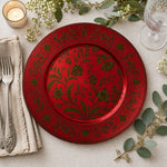 Green Floral Toile Charger Plate | Classic Botanical Tableware - effect view 1