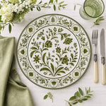 Green Floral Toile Charger Plate | Classic Botanical Tableware - effect view 2