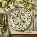 Green Floral Toile Charger Plate | Classic Botanical Tableware - scene view 1