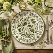 Green Floral Toile Charger Plate | Classic Botanical Tableware - scene view 1