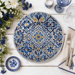 Blue Gold Mandala Charger Plate | Geometric Floral Tableware - effect view 1