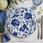 Blue White Porcelain Peony Charger Plate | Chinese Ceramic Style - effect view 2