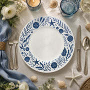 Navy Coastal Seashell Charger Plate | Nautical Ocean Tableware - scene view 1