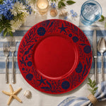 Navy Coastal Seashell Charger Plate | Nautical Ocean Tableware - scene view 2