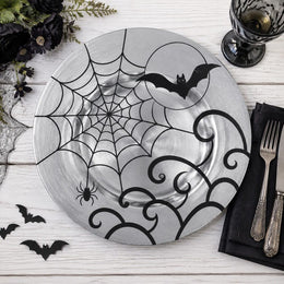 Halloween Bat Spider Web Charger Plate | Spooky Moon Tableware - effect view 1