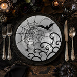 Halloween Bat Spider Web Charger Plate | Spooky Moon Tableware - scene view 1
