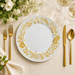 Red Gold Botanical Floral Charger Plate | Elegant Wreath Tableware - scene view 1