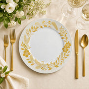 Red Gold Botanical Floral Charger Plate | Elegant Wreath Tableware - scene view 1