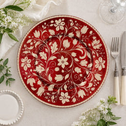 Black Cream Baroque Floral Charger Plate | Vintage Ornate Tableware - effect view 1
