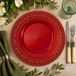 Dark Green Gold Leaf Charger Plate | Minimalist Wreath Tableware - effect view 1