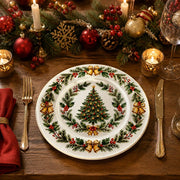 Gold Christmas Charger Plate – Festive Pine Wreath Holiday Under Plate