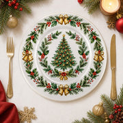 Gold Christmas Charger Plate – Festive Pine Wreath Holiday Under Plate