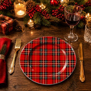 Christmas Red Tartan Plaid Charger Plate – Festive Holiday Table Decor - scene view 1