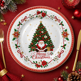 Christmas Charger Plate Santa Claus & Tree – Holiday Table Decor - effect view 1