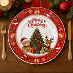 Merry Christmas Tree Charger Plate - Red Festive Holiday Table Decor - effect view 1