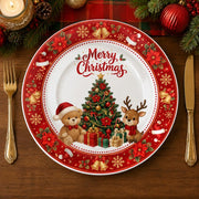 Merry Christmas Tree Charger Plate - Red Festive Holiday Table Decor - effect view 1