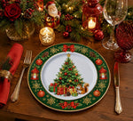 Christmas Tree Charger Plate - Festive Green & Gold Under Plate - scene view 1